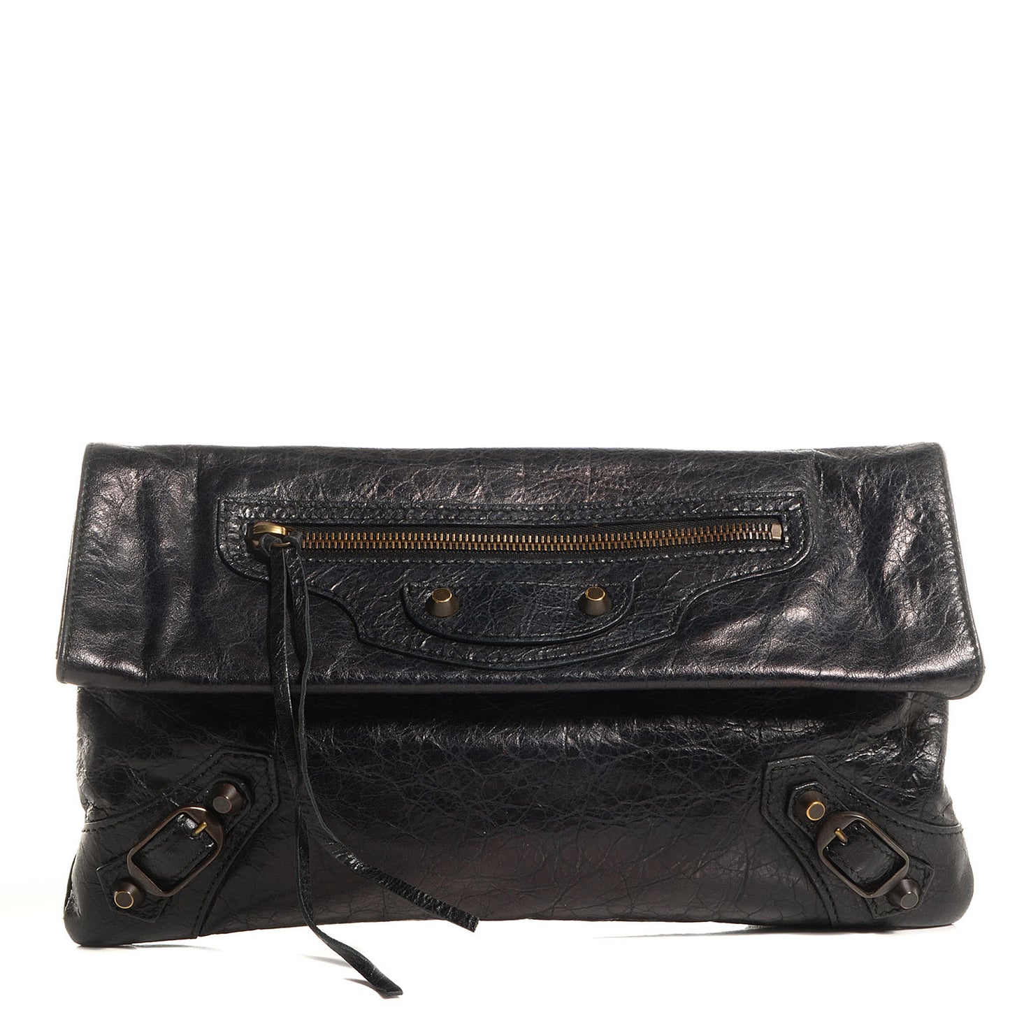 Agneau Classic Hardware Envelope Clutch Black