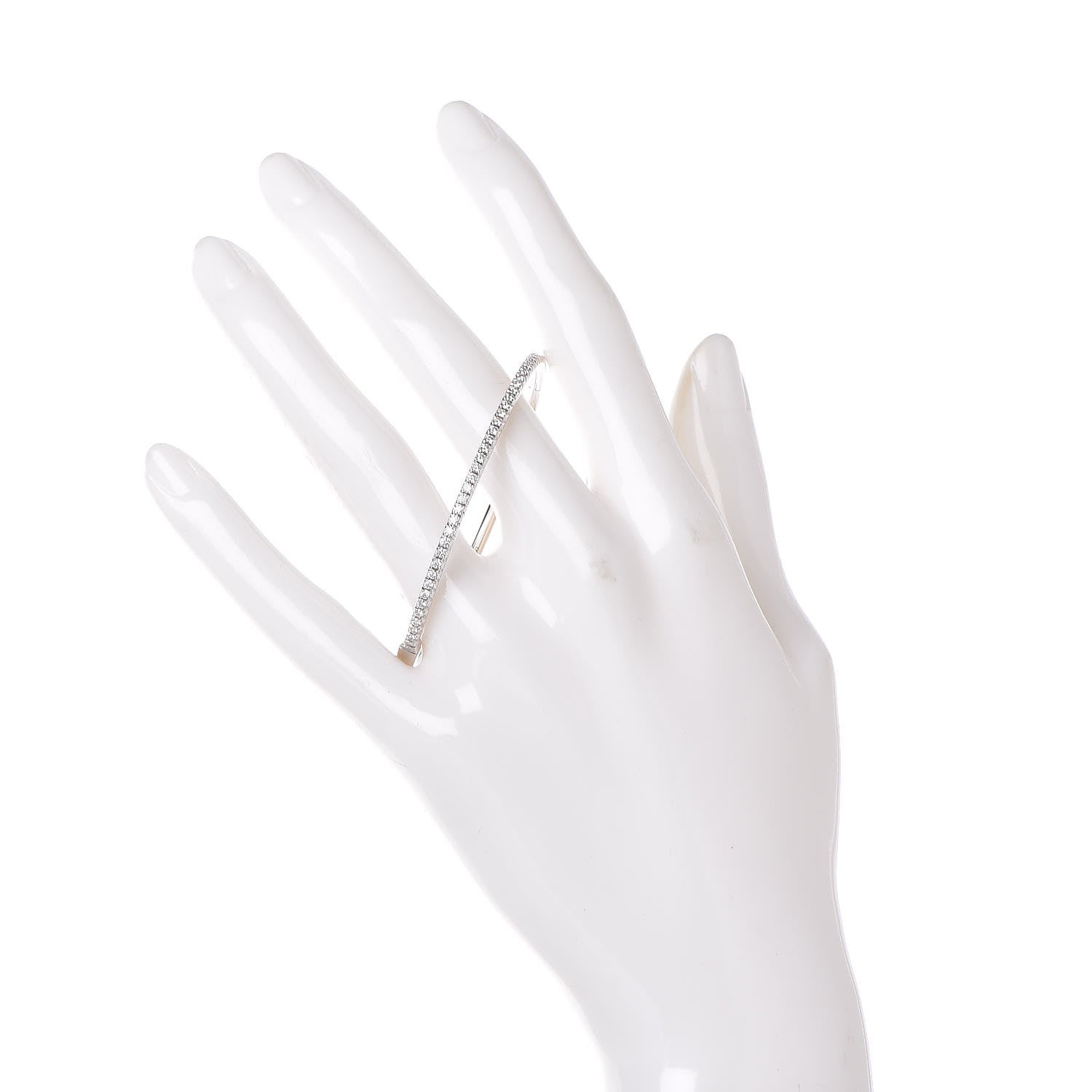 Tiffany 18K White Gold Diamond Metro Hinged Bangle 2 of 7
