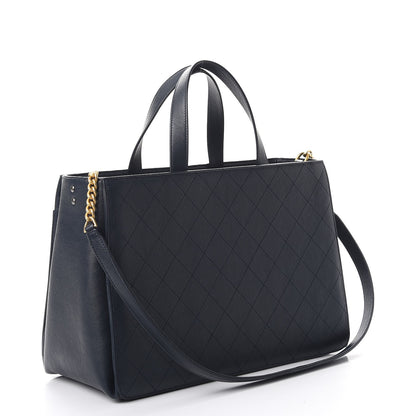 Chanel Calfskin Stitched Large Straight Lines Shopping Tote Navy 5 of 11