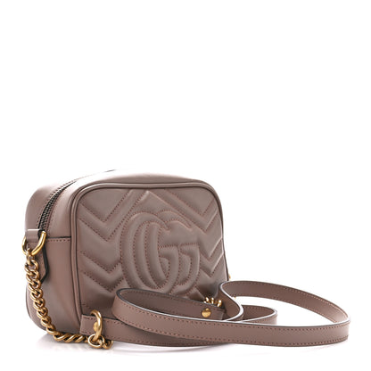 Gucci Calfskin Matelasse Mini GG Marmont Chain Shoulder Bag Porcelain Rose 3 of 11