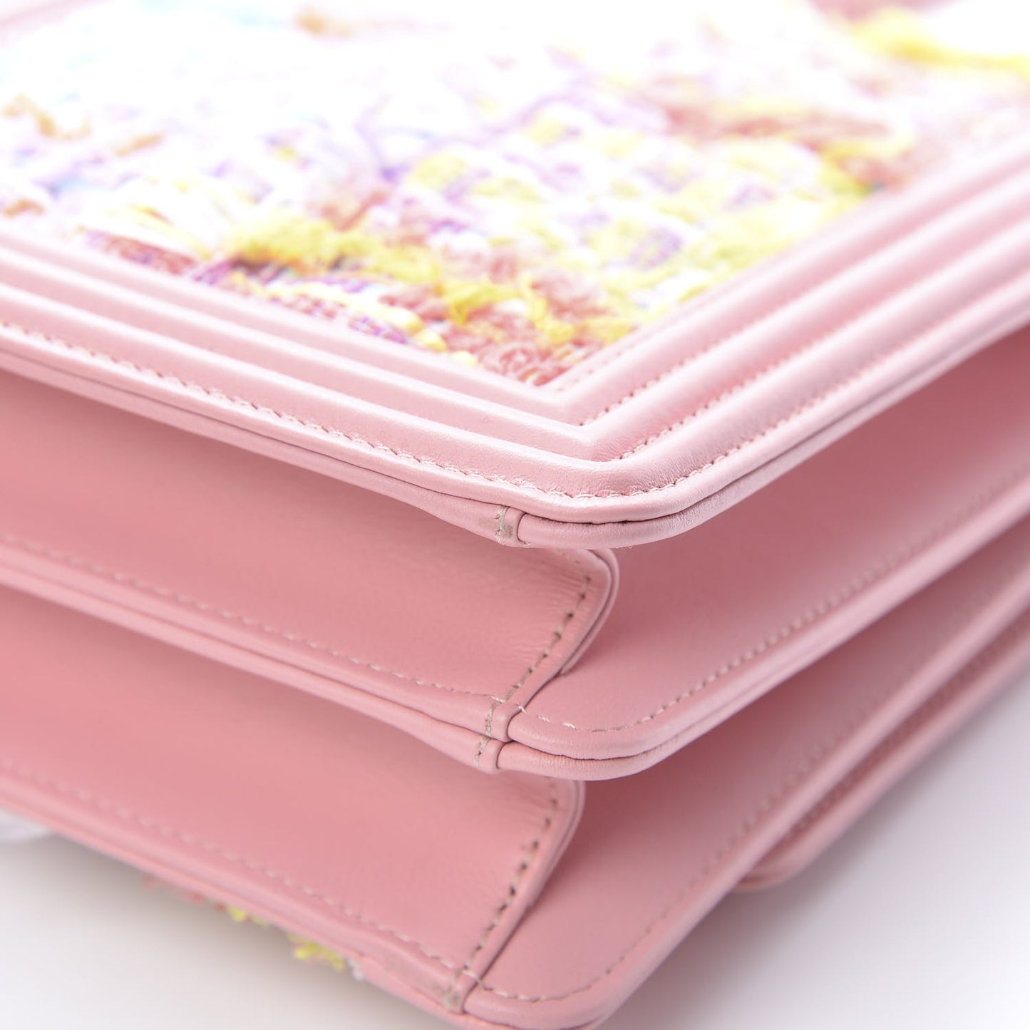 Calfskin Tweed Quilted North South Boy Flap Pink