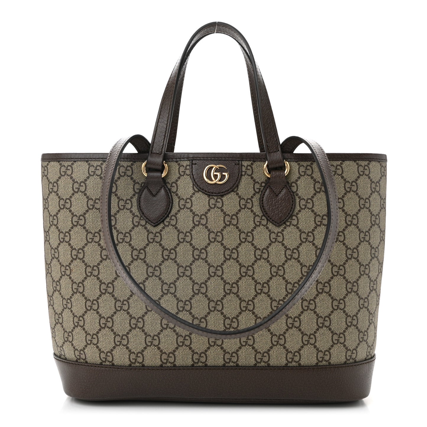 GG Supreme Monogram Textured Calfskin Small Ophidia Shoulder Tote Bag Beige Ebony New Acero