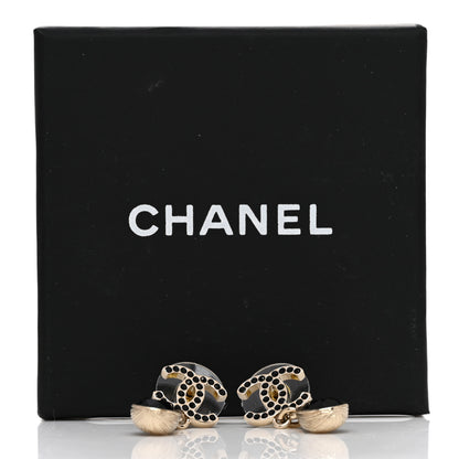 Chanel Crystal CC Drop Earrings Gold Black 5 of 5