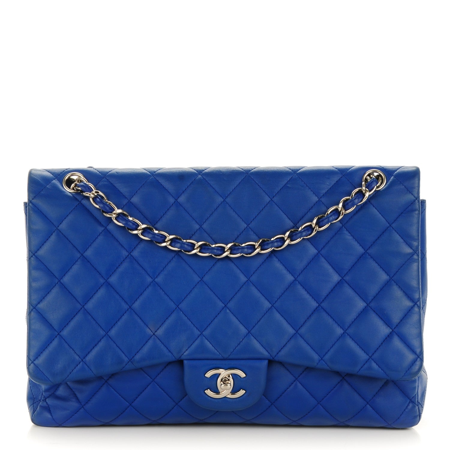 Chanel Lambskin Quilted Maxi Single Flap Blue 1 of 7