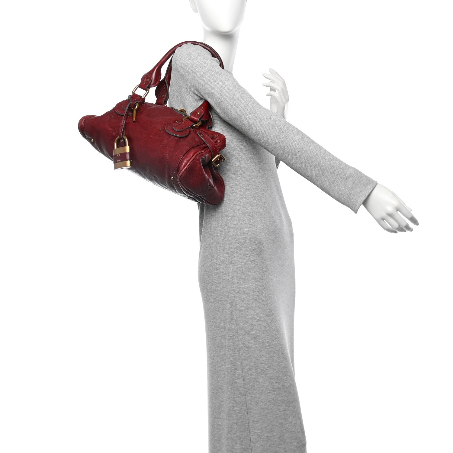 Chloe Calfskin Medium Paddington Satchel Dark Red 1751196