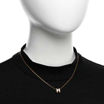 Hermes Lacquered Gold Mini Pop H Pendant Necklace Rose Dragee 2 of 7