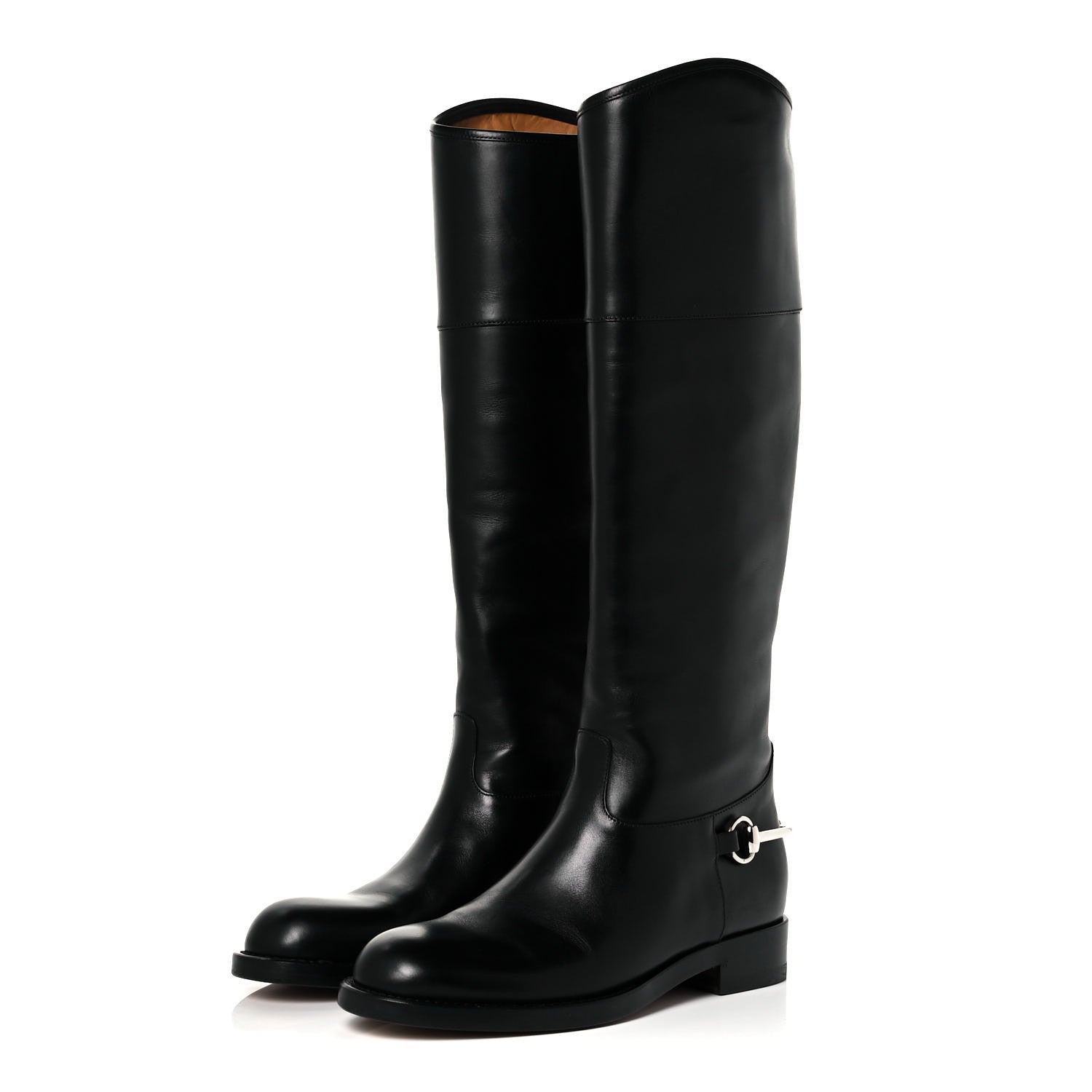 Gucci Calfskin Horsebit Tall Boots 36 Black 3 of 18