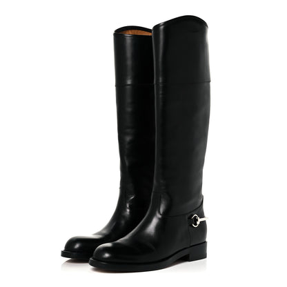 Gucci Calfskin Horsebit Tall Boots 36 Black 3 of 18