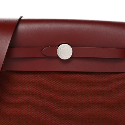 Hermes Military Toile Vache Hunter Herbag Zip Retourne 20 Rouge H 8 of 11