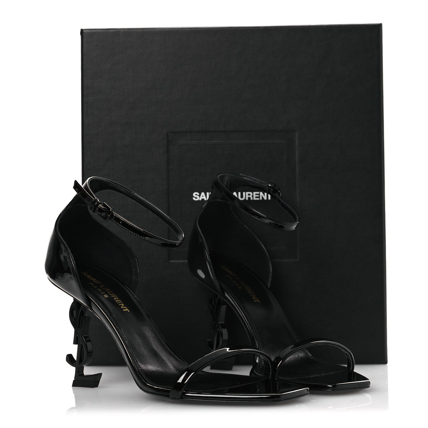 Saint Laurent Patent Calfskin Opyum 85 Sandals 37.5 Black 11 of 11