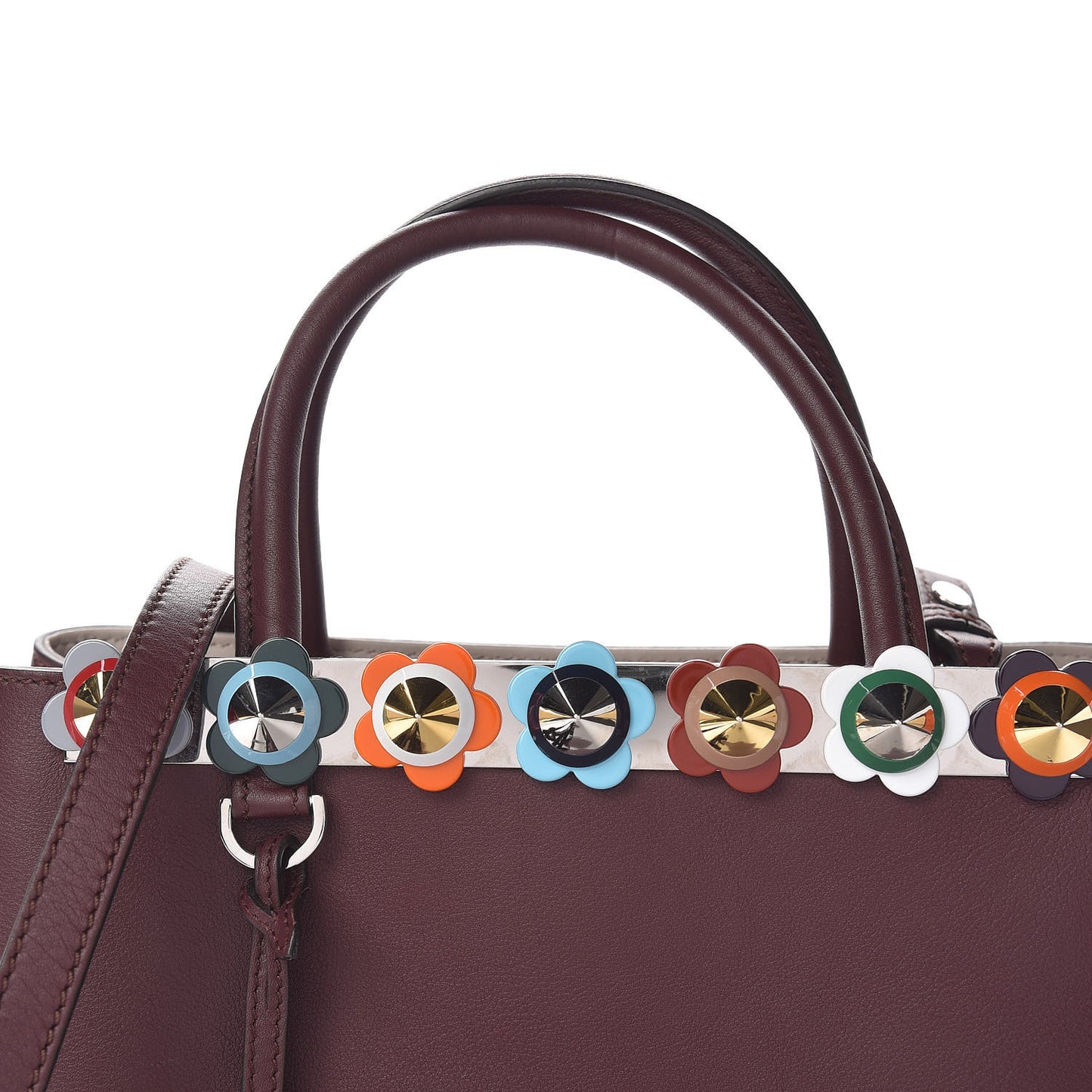 Vitello Dolce PVC Flower Studs Petite 2Jours Tote Bordeaux Multicolor