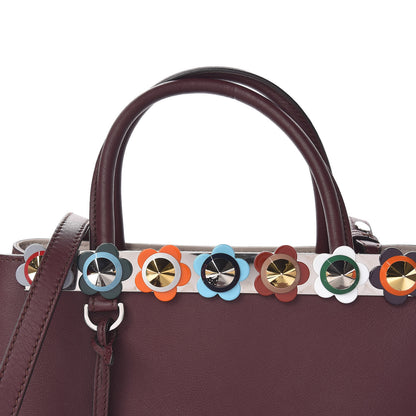 Fendi Vitello Dolce PVC Flower Studs Petite 2Jours Tote Bordeaux Multicolor 8 of 13