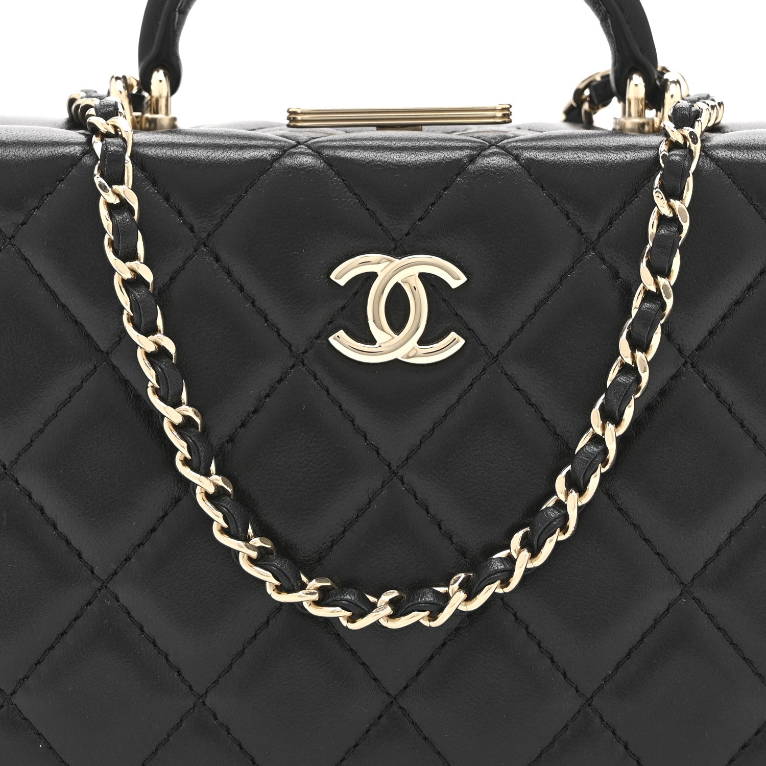 Chanel Lambskin Quilted Small CC Top Handle Box Bag Black 1860546