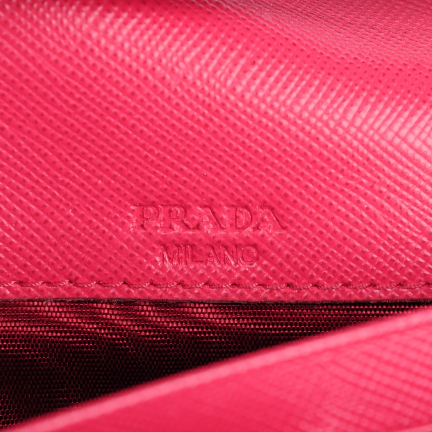 Prada Saffiano Tuc Chain Wallet Peonia 6 of 8