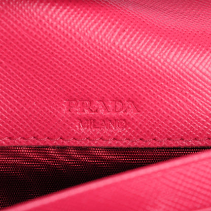Prada Saffiano Tuc Chain Wallet Peonia 6 of 8