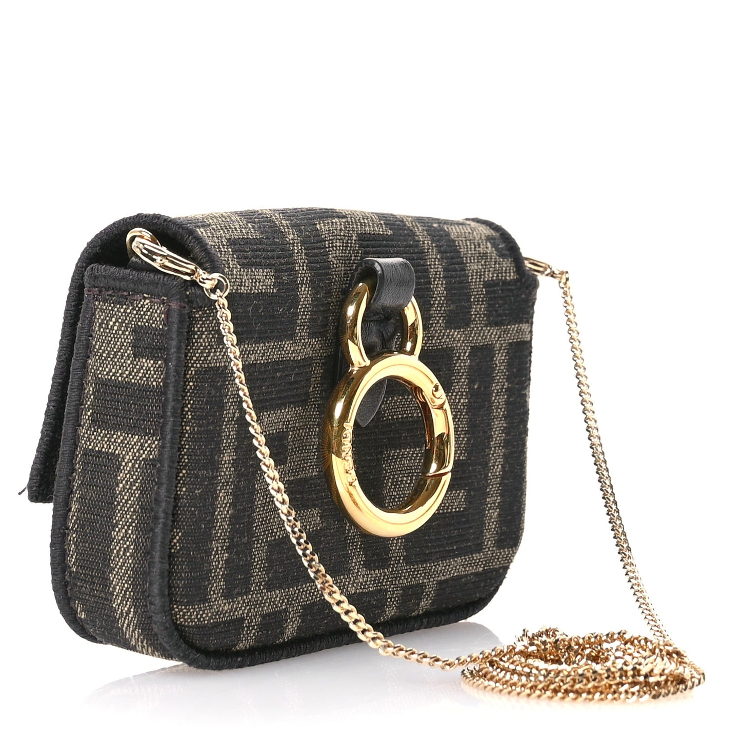Fabric Jacquard FF 1974 Nano Baguette Charm Tobacco Moro Black