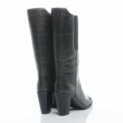 Chanel Leather Coco Boy Boots 40 Gris Fonce 4 of 7