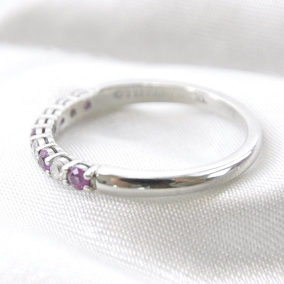 Tiffany Platinum Diamond Pink Sapphire Ring 6 3 of 5