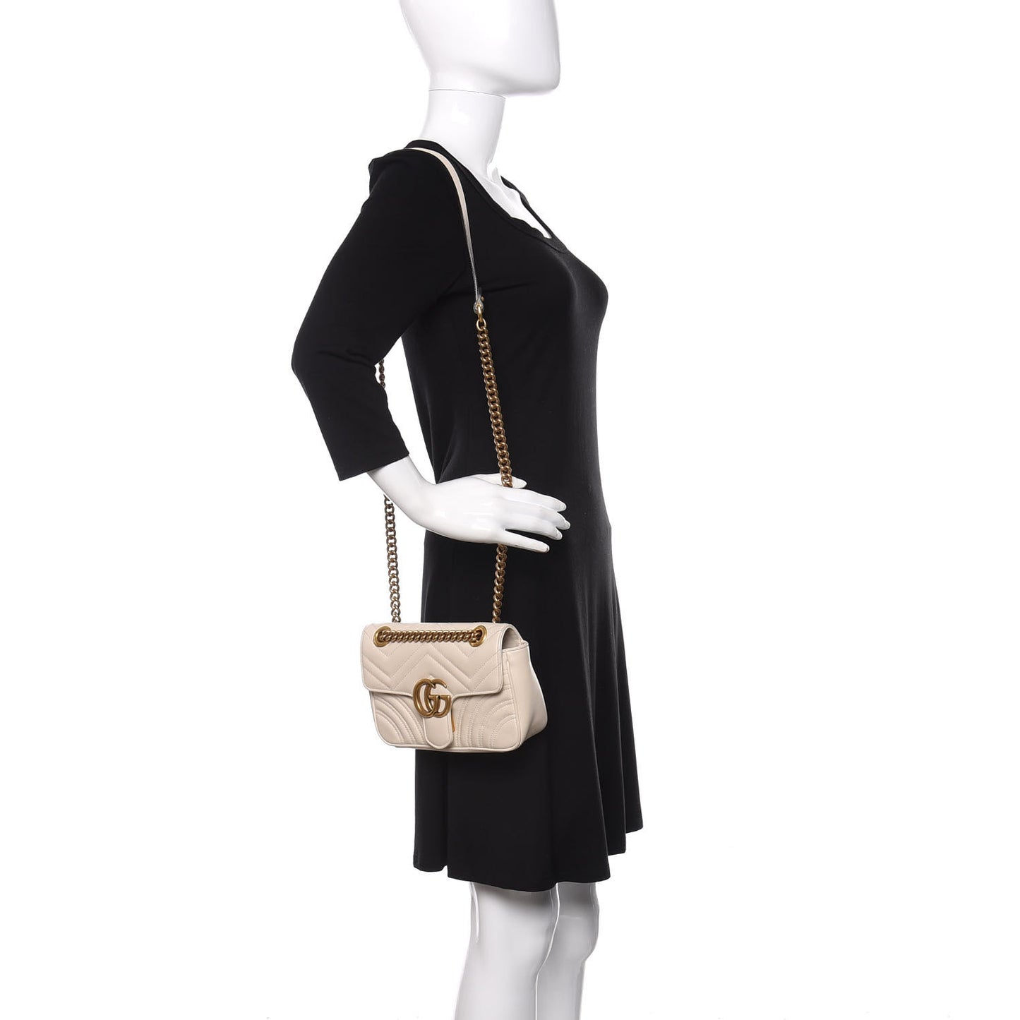 Calfskin Matelasse Mini GG Marmont Shoulder Bag White