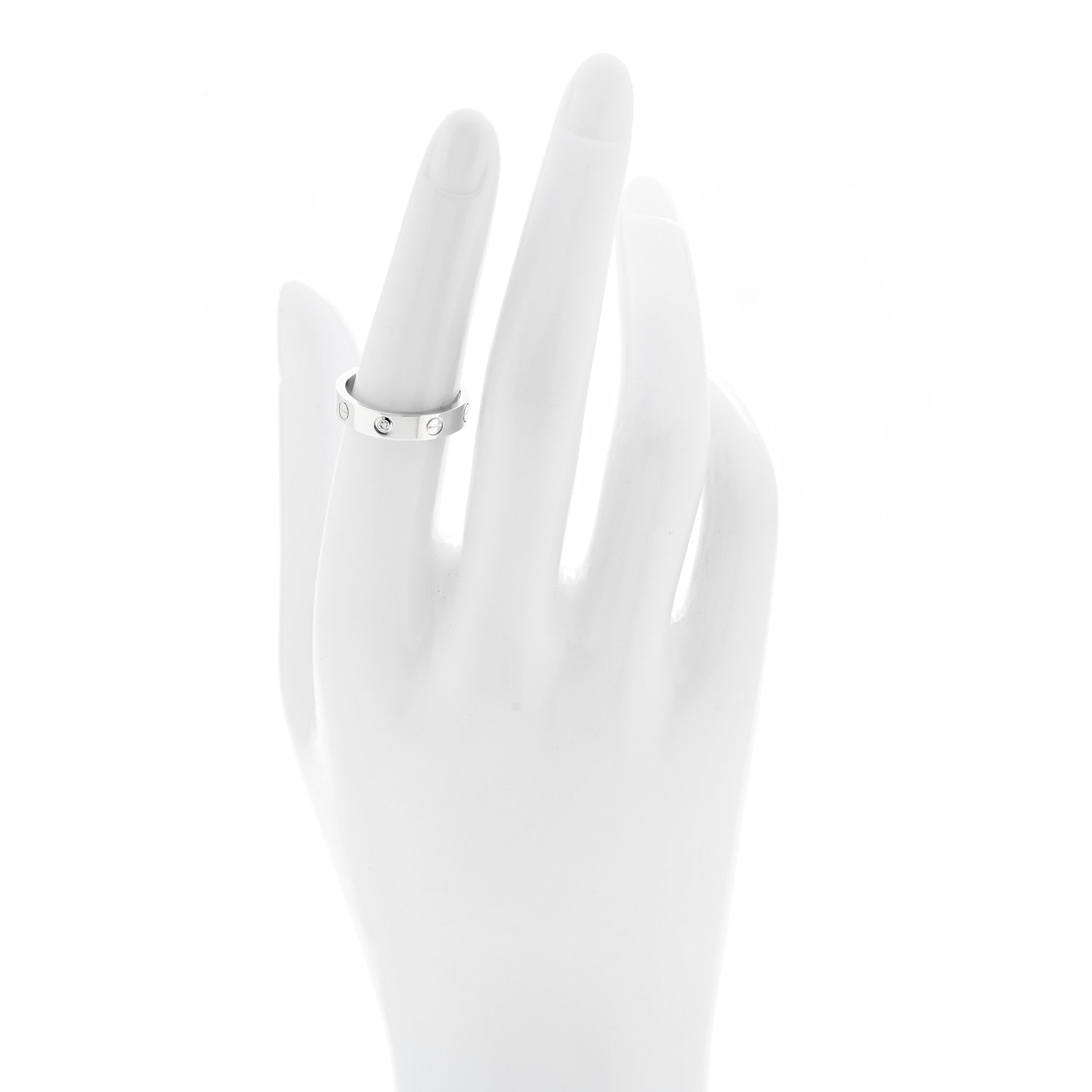 Cartier 18K White Gold Diamond 4mm LOVE Wedding Band Ring 52 6 2 of 4