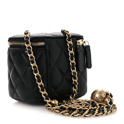 Chanel Lambskin Quilted Mini Pearl Crush Vanity Case With Chain Black 2 of 10