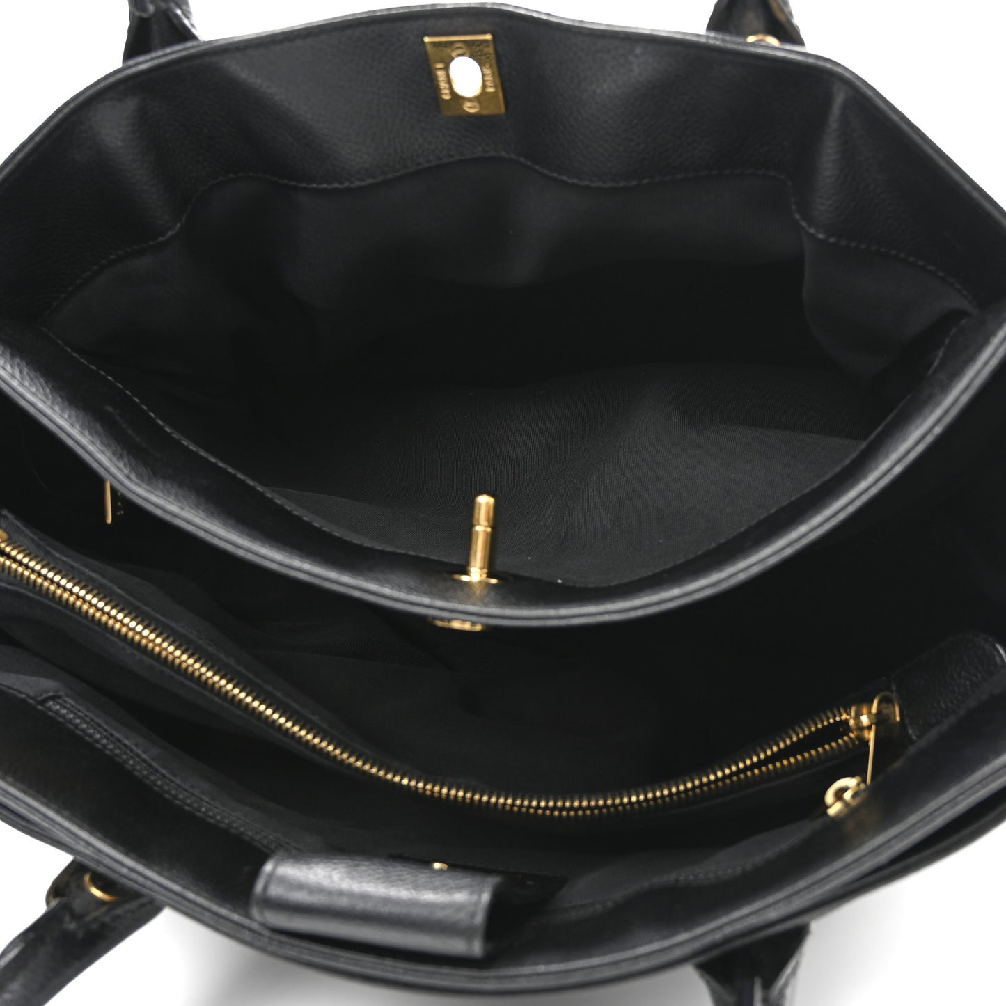 Calfskin Cerf Executive Shopper Tote Black