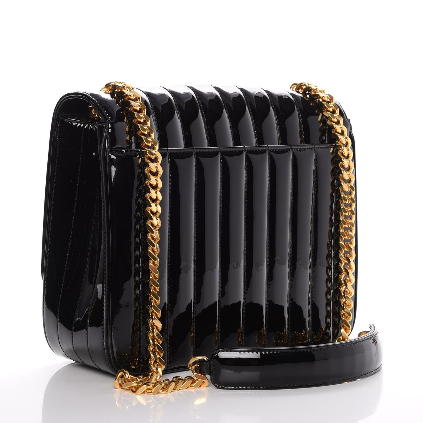 Patent Matelasse Monogram Large Vicky Chain Bag Black