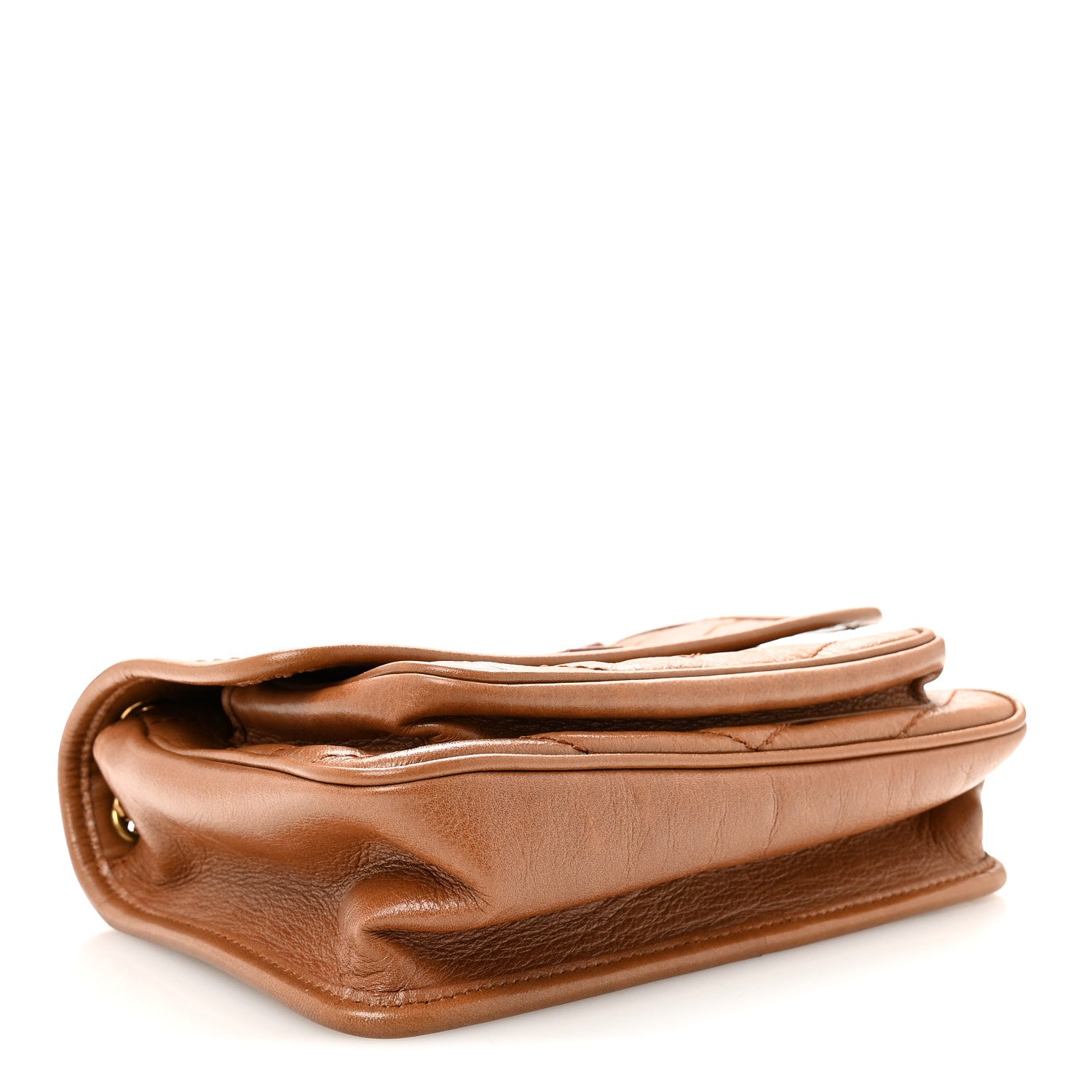 Saint Laurent Crinkled Calfskin Matelasse Monogram Baby Niki Chain Satchel Light Caramel 4 of 9