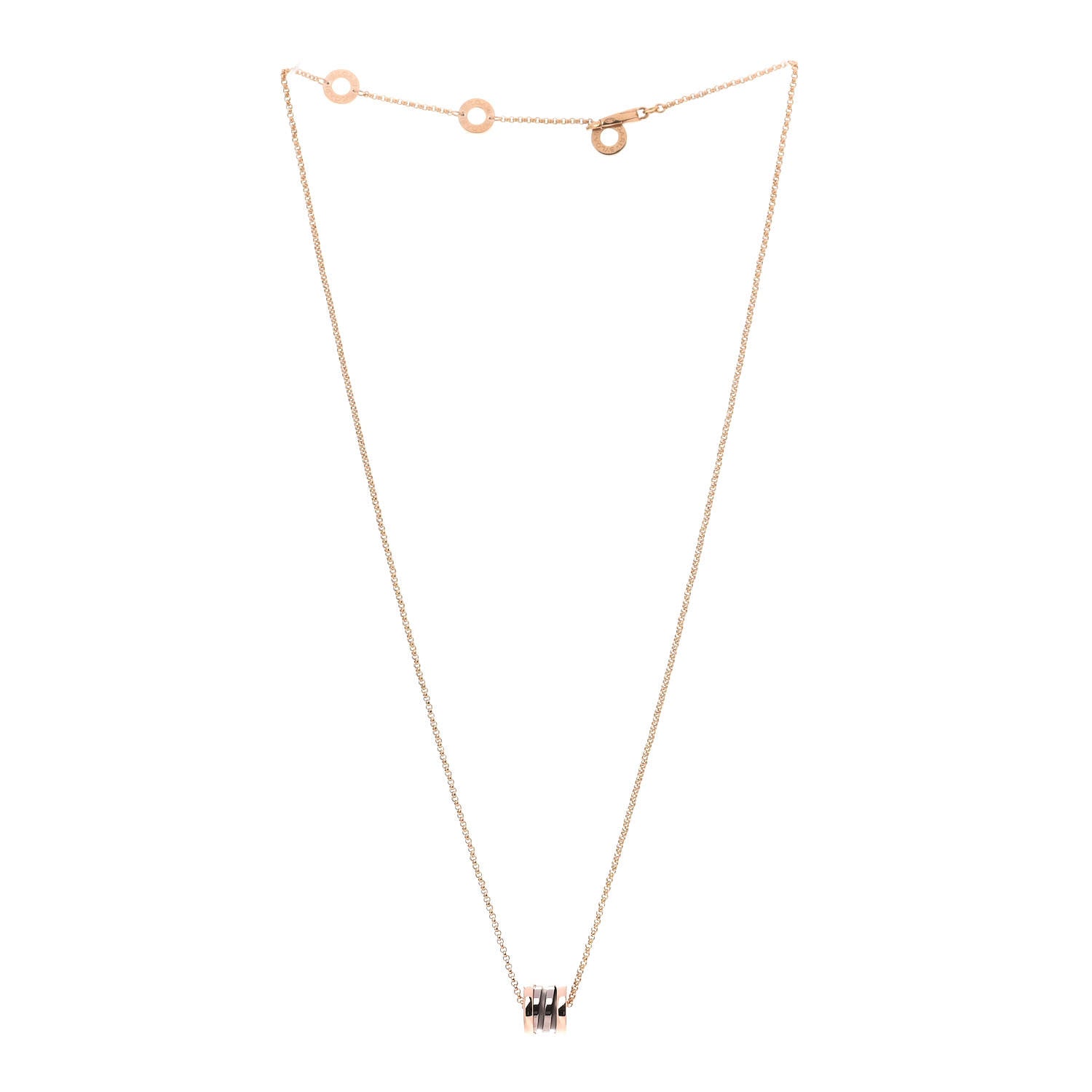Bulgari 18K Rose Gold Cermet Small B.Zero1 Pendant Necklace 3 of 8