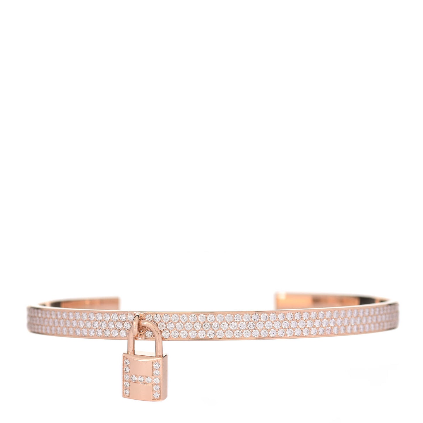 18K Rose Gold Diamond Pave Kelly Clochette Cuff Bracelet ST