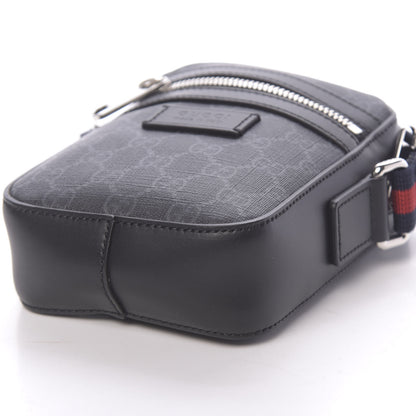 Gucci GG Supreme Monogram Appia Calfskin Web Small Camera Messenger Bag Black Grey 9 of 10