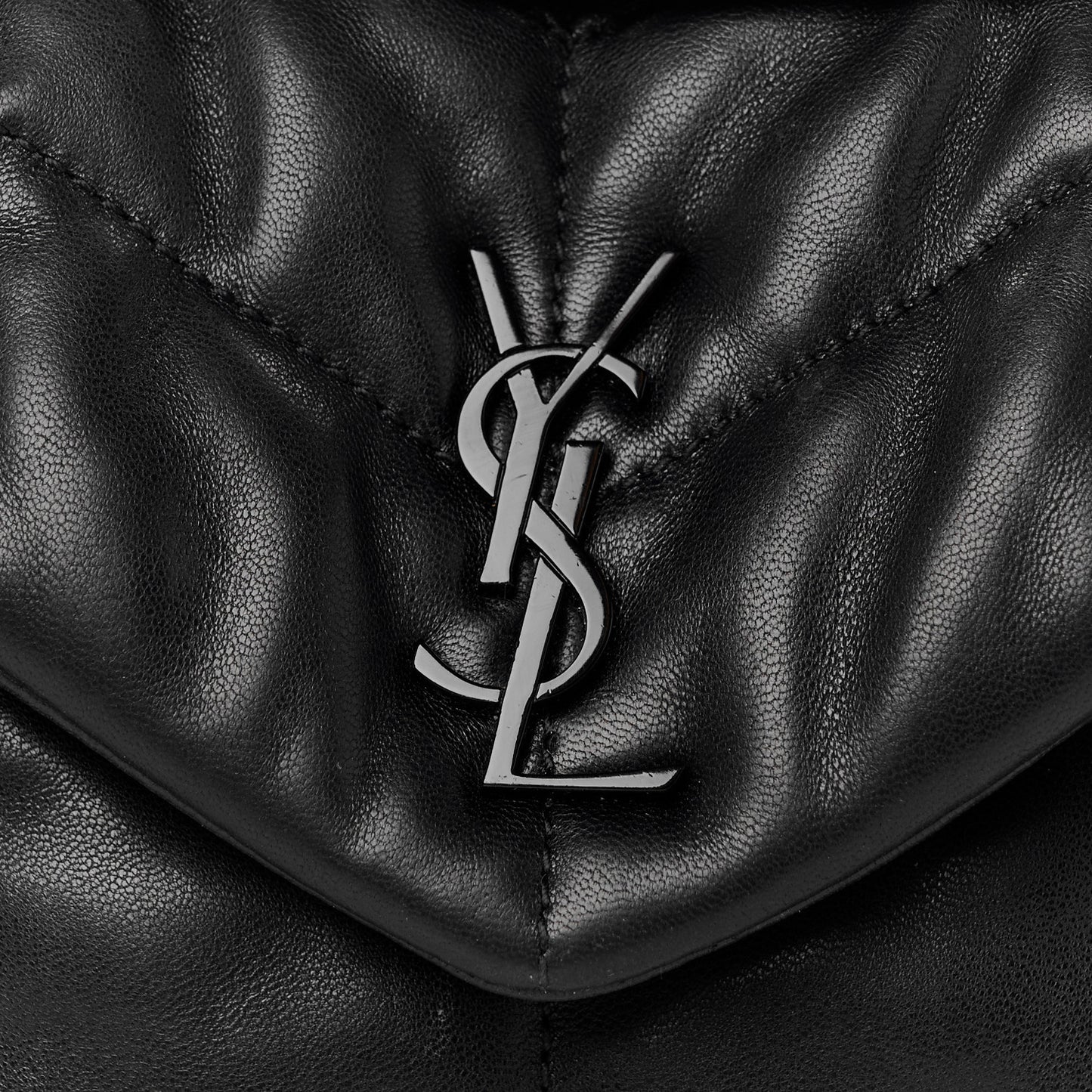 Lambskin Quilted Toy Loulou Puffer Monogram Monochrome Chain Satchel Black