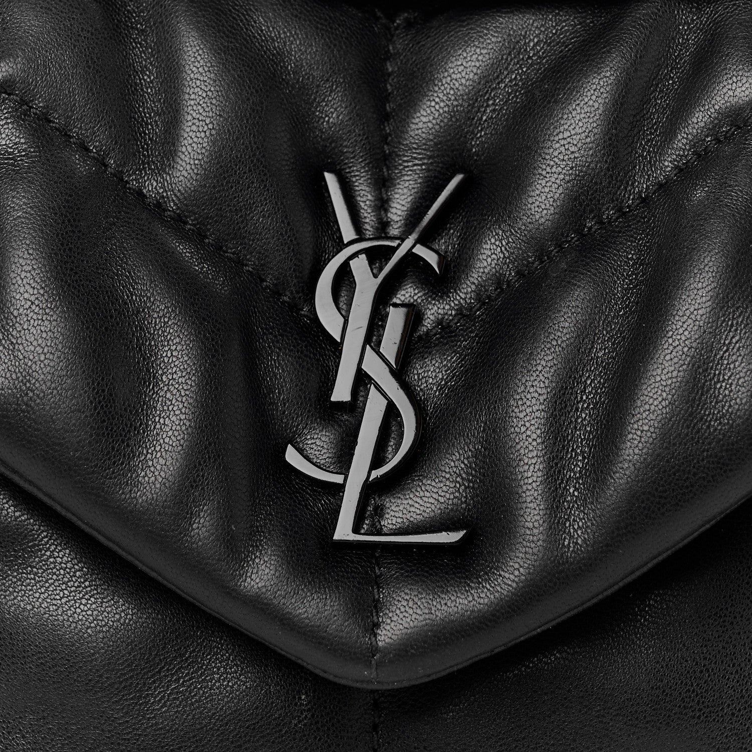 Saint Laurent Lambskin Quilted Toy Loulou Puffer Monogram Monochrome Chain Satchel Black 9 of 12