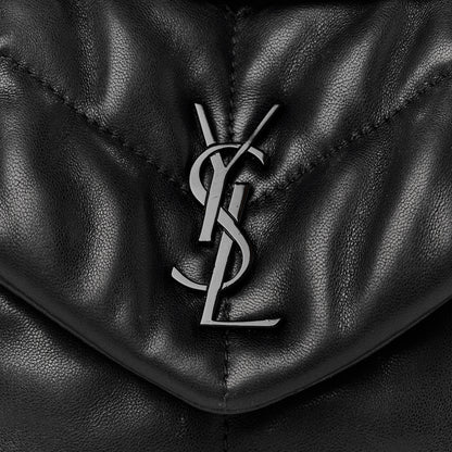 Saint Laurent Lambskin Quilted Toy Loulou Puffer Monogram Monochrome Chain Satchel Black 9 of 12