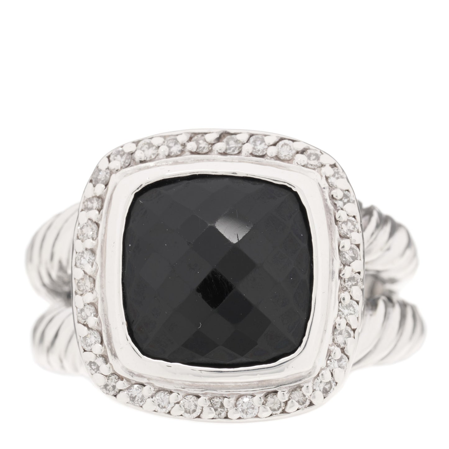 Sterling Silver Diamond Black Onyx 11mm Albion Ring 56 7.5