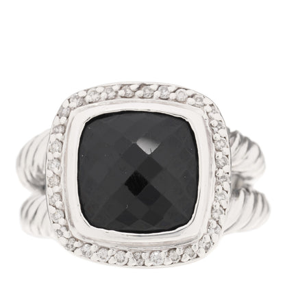 David Yurman Sterling Silver Diamond Black Onyx 11mm Albion Ring 56 7.5 1 of 5