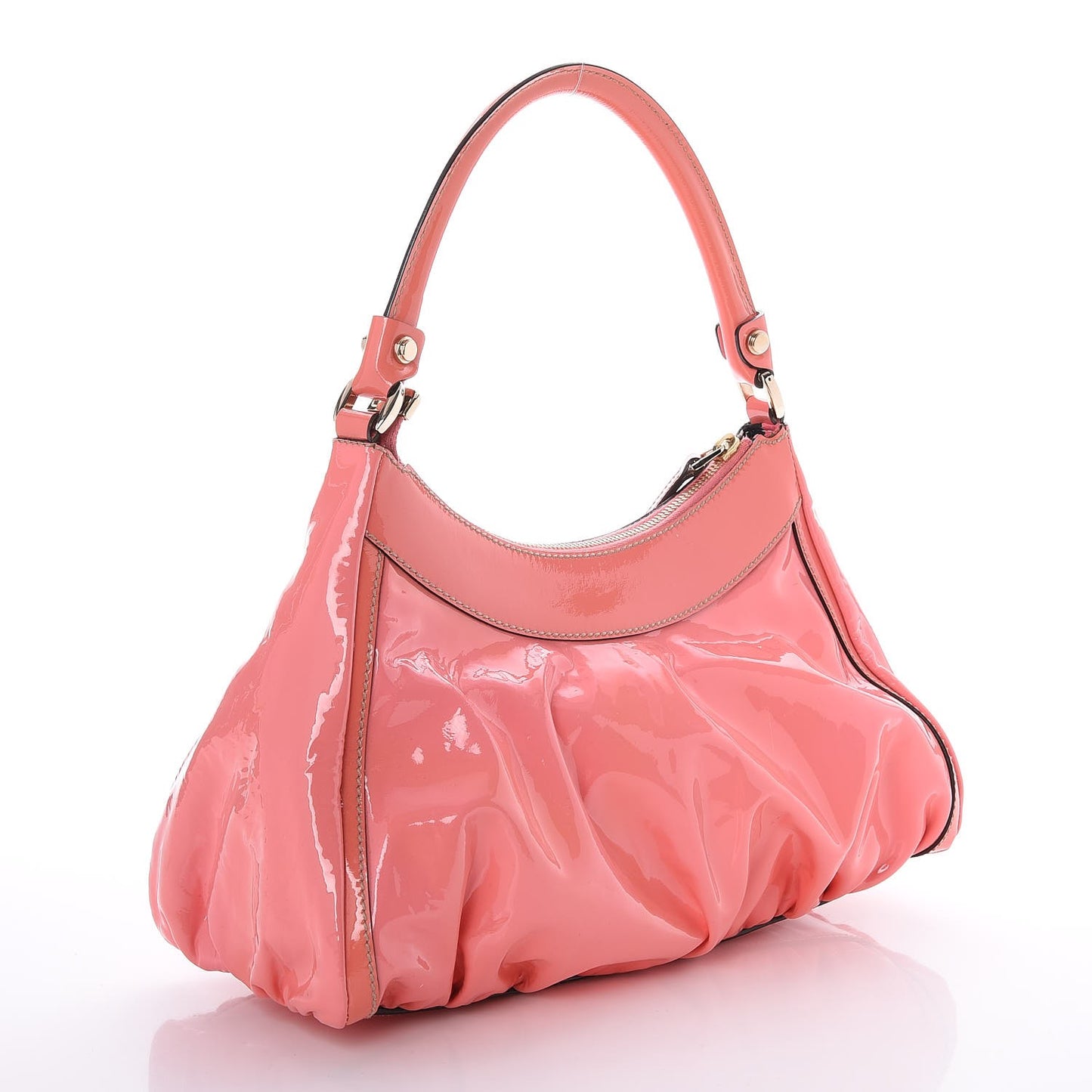 Patent Medium D Gold Hobo Bag Pink