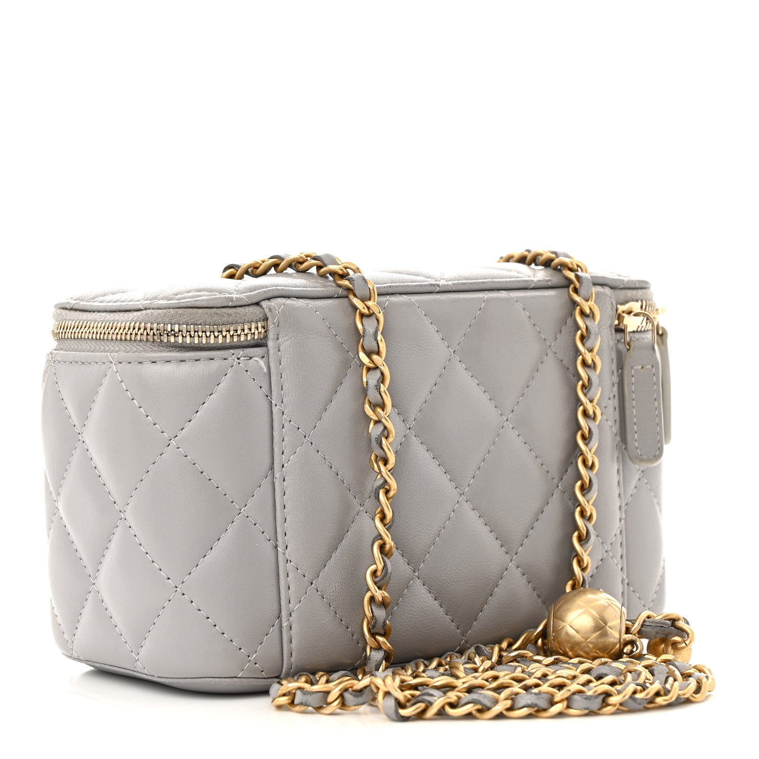 Chanel Lambskin Quilted Small Pearl Crush Vanity Case With Chain Grey 3 of 11