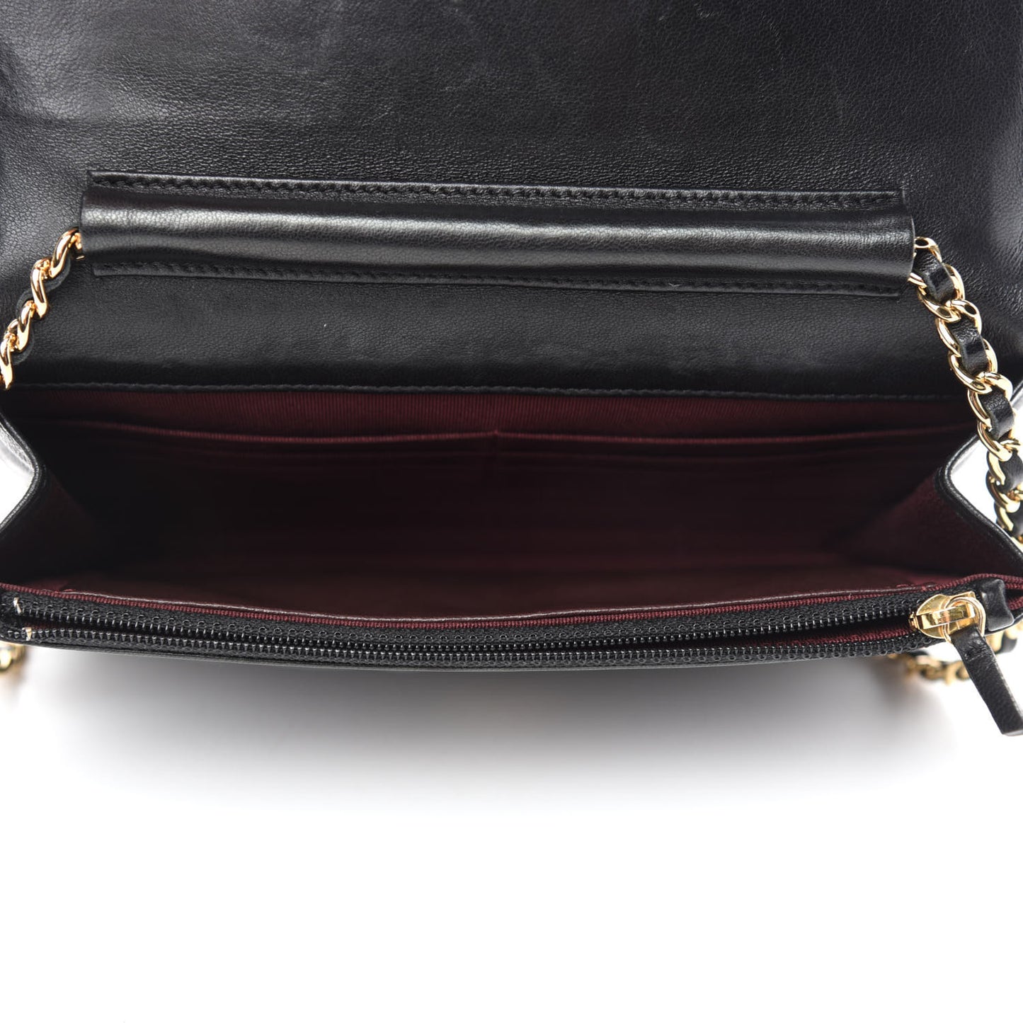 Lambskin Quilted Wallet On Chain WOC Black