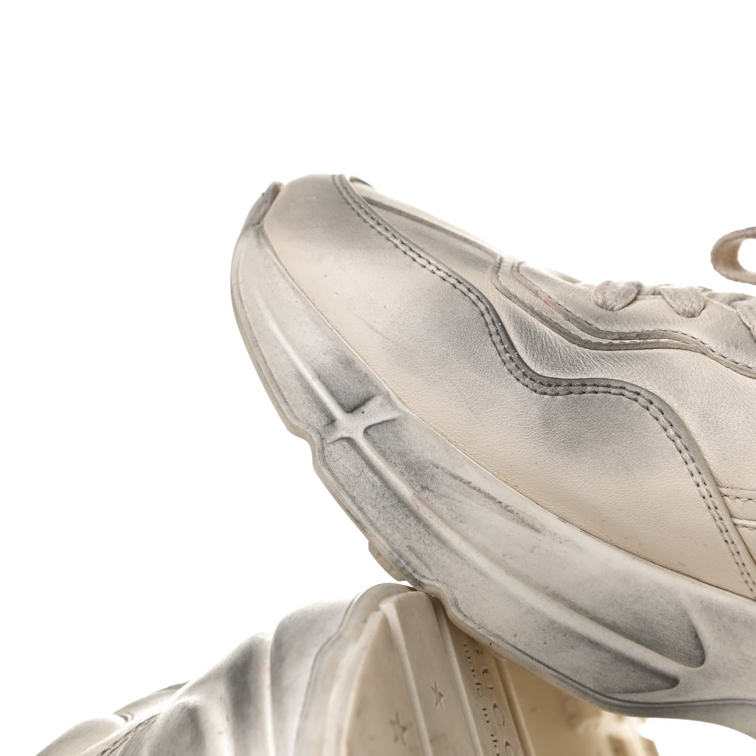 Gucci Calfskin Mouth Print Womens Rhyton Sneakers 37.5 Ivory 10 of 11