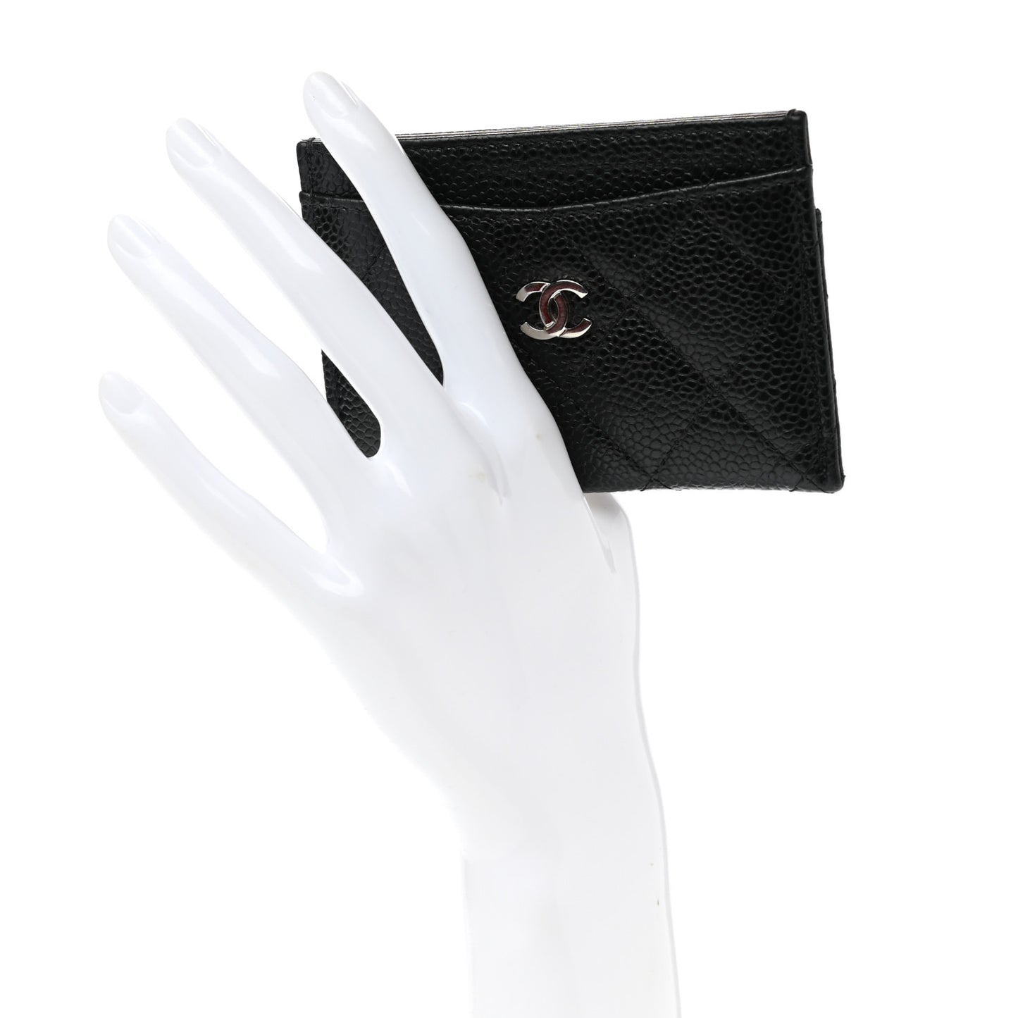 Caviar Quilted Card Holder Black