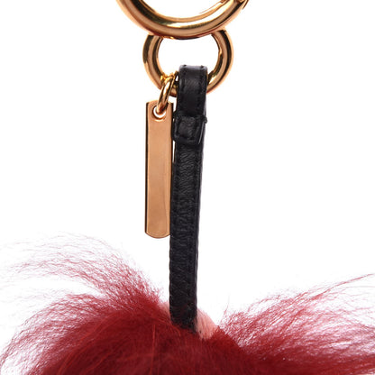 Fendi Rabbit Mink Fox Fur Hearty Monster Bag Bug Charm Red Pink 3 of 3