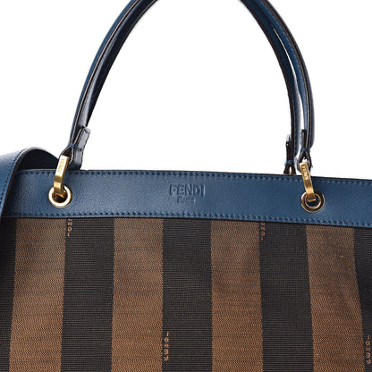 Fendi Pequin Vitello Shoulder Tote Tobacco Petrolio 10 of 10
