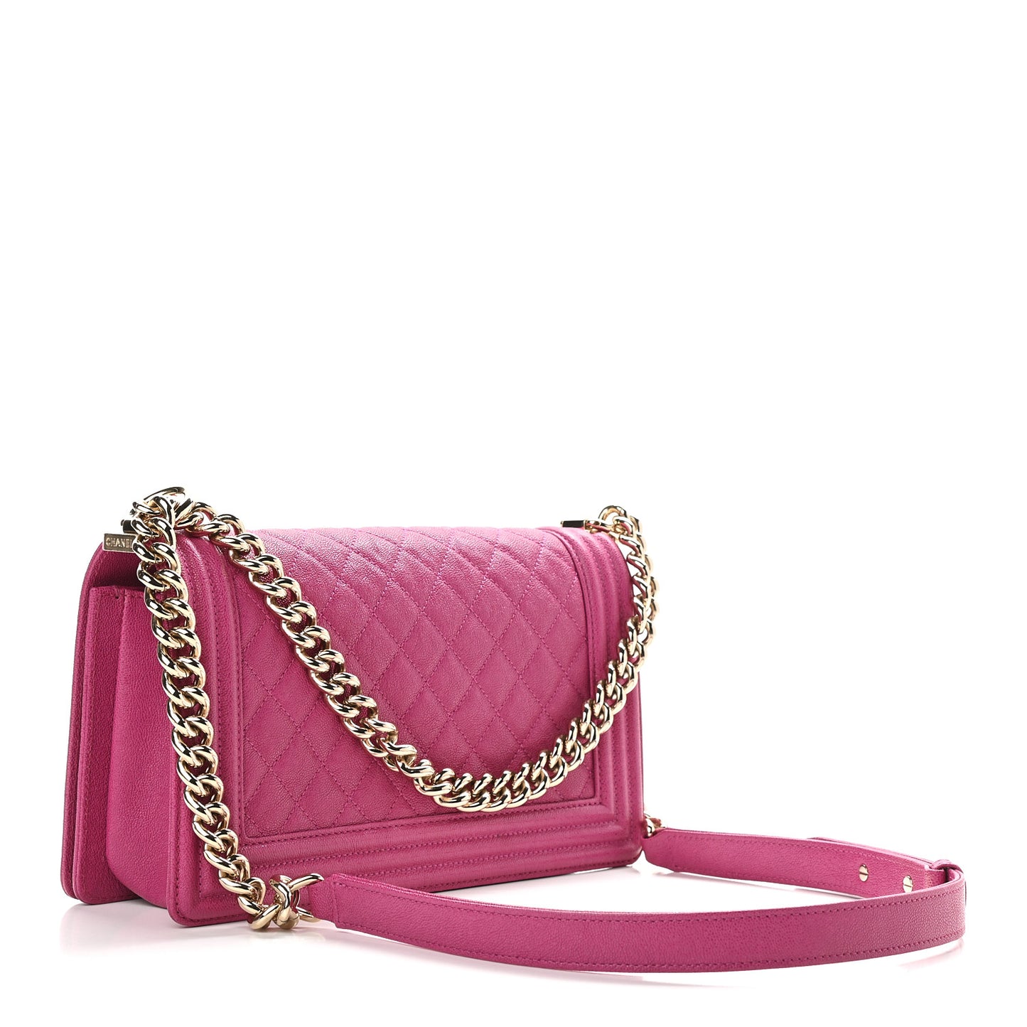 Caviar Quilted Medium Boy Flap Fuchsia