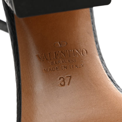 Valentino Garavani Grained Calfskin Roman Stud Ankle Strap 75mm Sandals 37 Black 7 of 11