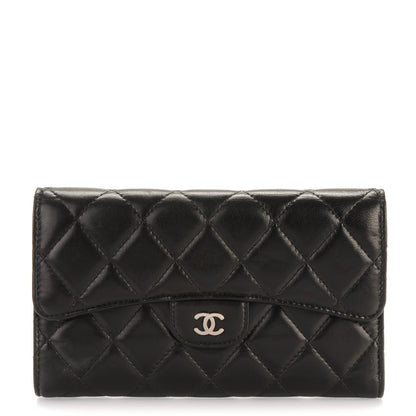 Chanel Lambskin Quilted Large Flap Wallet Black 1 of 8