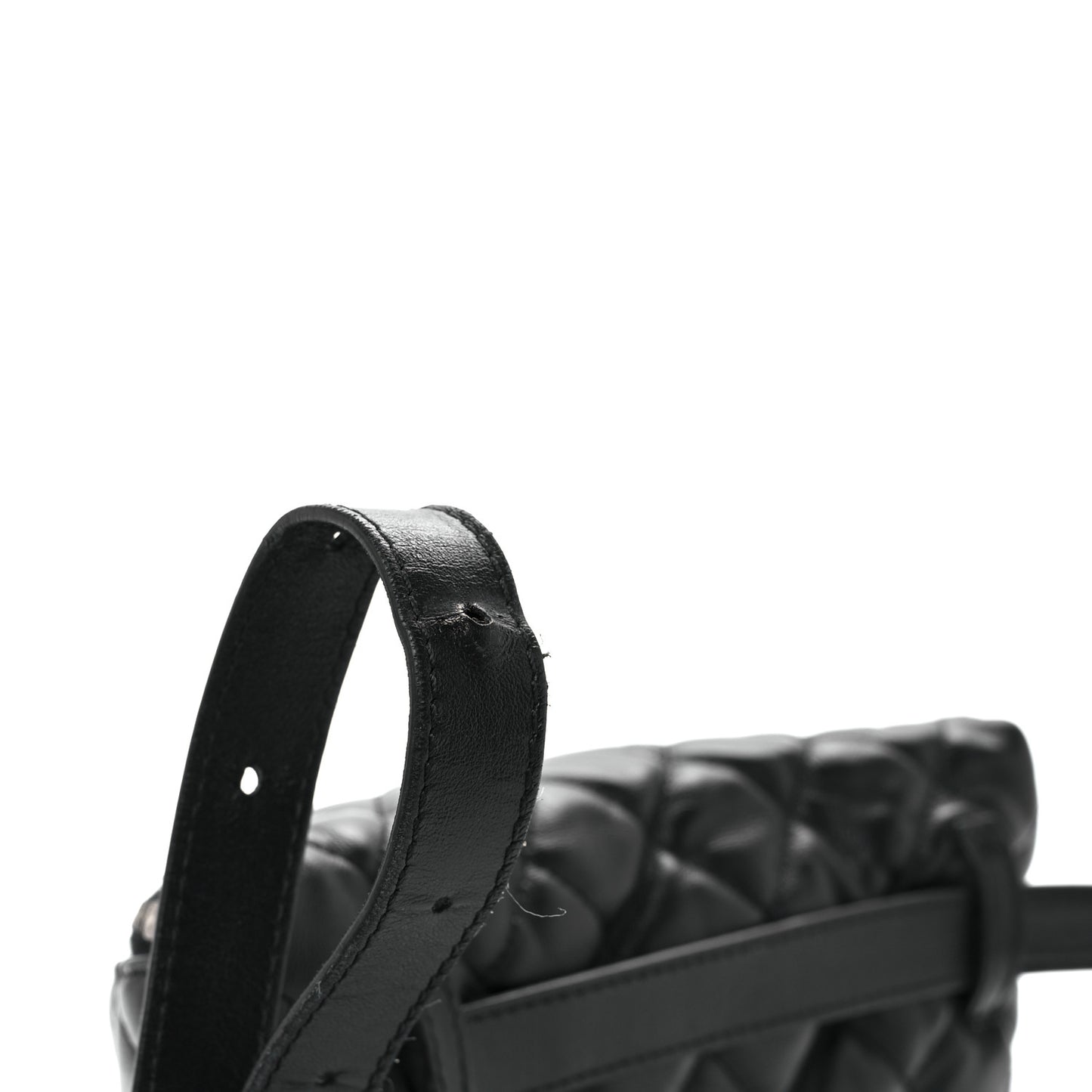 Calfskin Quilted Waist Belt Bag Black