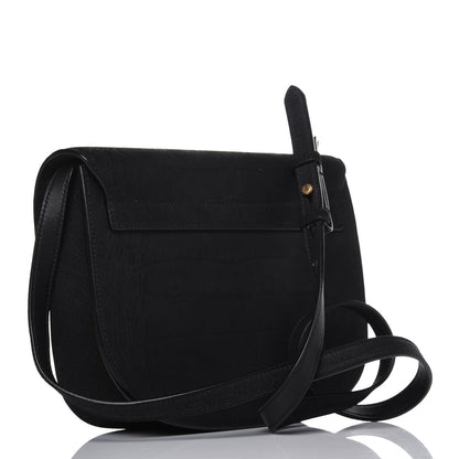 Saint Laurent Crocodile Embossed Monogram Nubuck Medium Kaia Satchel Black 3 of 12