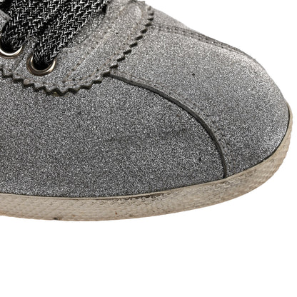 Gucci Glitter Fabric Studded Web Womens Sneakers 37.5 Silver 9 of 11