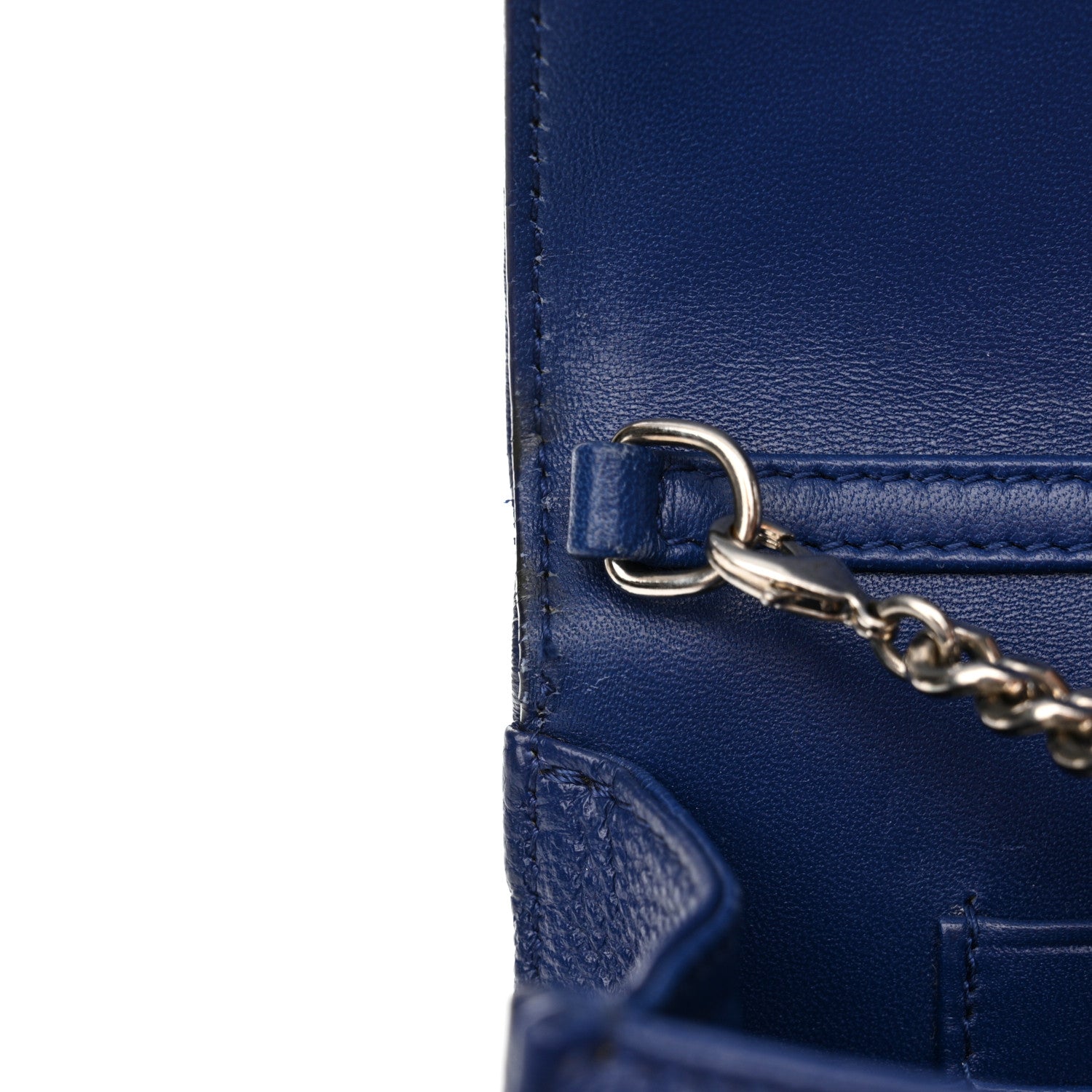 Christian Dior Grained Calfskin Diorama Wallet on Chain Pouch Blue 12 of 13